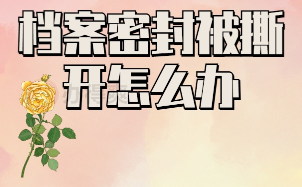 毕业密封档案撕开了怎么办