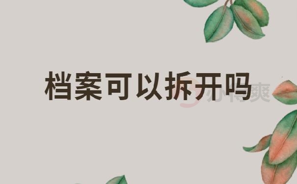 个人档案可以拆开吗？