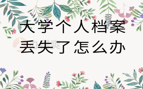 大学个人档案丢失了怎么办 ？