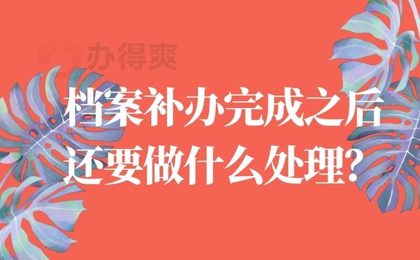 档案补办完成之后还要做什么处理？