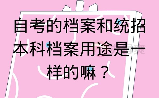 自考的档案和统招本科档案用途是一样的嘛？