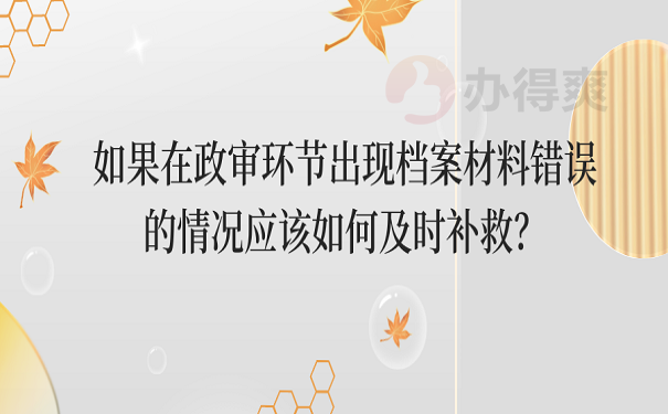 如果在政审环节出现档案材料错误的情况应该如何及时补救？