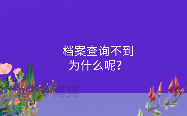 档案为什么查询不到