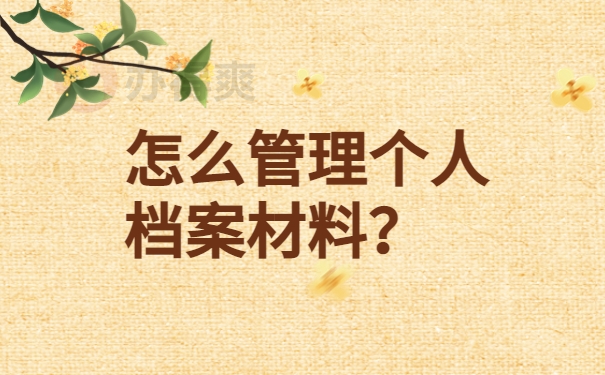 怎么管理个人档案材料？
