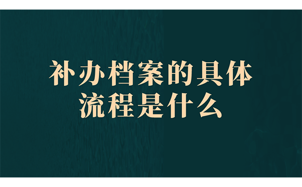 补办档案的具体流程是什么？