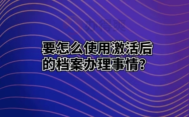 要怎么使用激活后的档案办理事情？