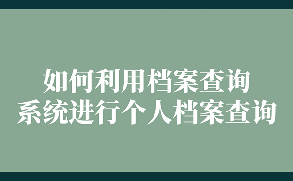 如何利用档案查询系统进行个人档案查询？