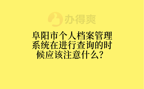 阜阳市个人档案管理系统在进行查询的时候应该注意什么？