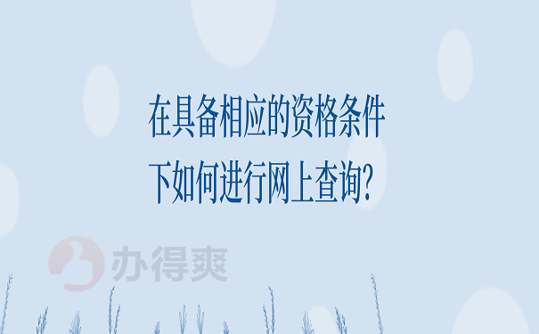 在具备相应的资格条件下如何进行网上查询？